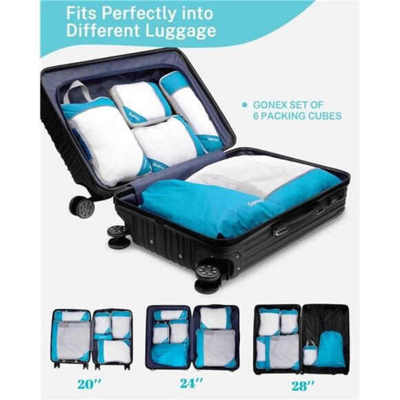 Compression Packing Cubes, Gonex Extensible Storage Mesh Bags Organizers - Picture 5 of 7